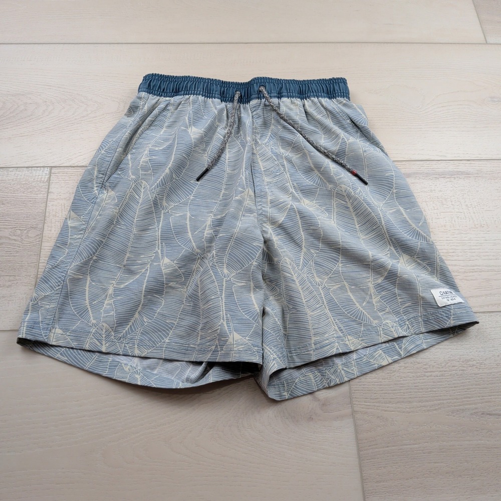 Katin Mens Volley Blue Tropical Palm Leaf Swim Trunks Shorts Mesh Lined Small